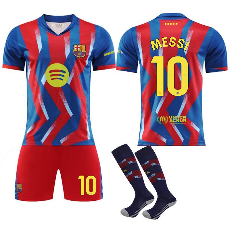 2526 Barcelona Four-way No. 10 Messi Jersey Suit Men's No. 9 Lewandowski 8 Pedri 14 Rashford Football Uniform