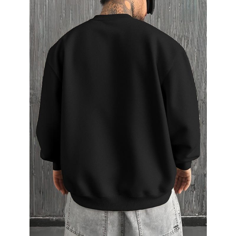 Men'S Pentagram Holy Icon Staring At Each Other with Cloud Retro Text Black Round Neck Sweatshirt, Mysterious Soft Gothic  Loose Street Pullover Top