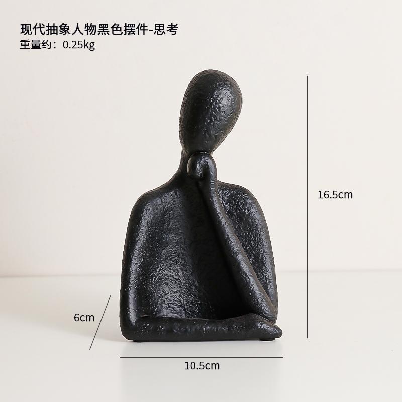 European Style Ceramic Figure Sculpture Handicraft Black and White Human Body Ornaments Abstract Art Living Room Office Ornament