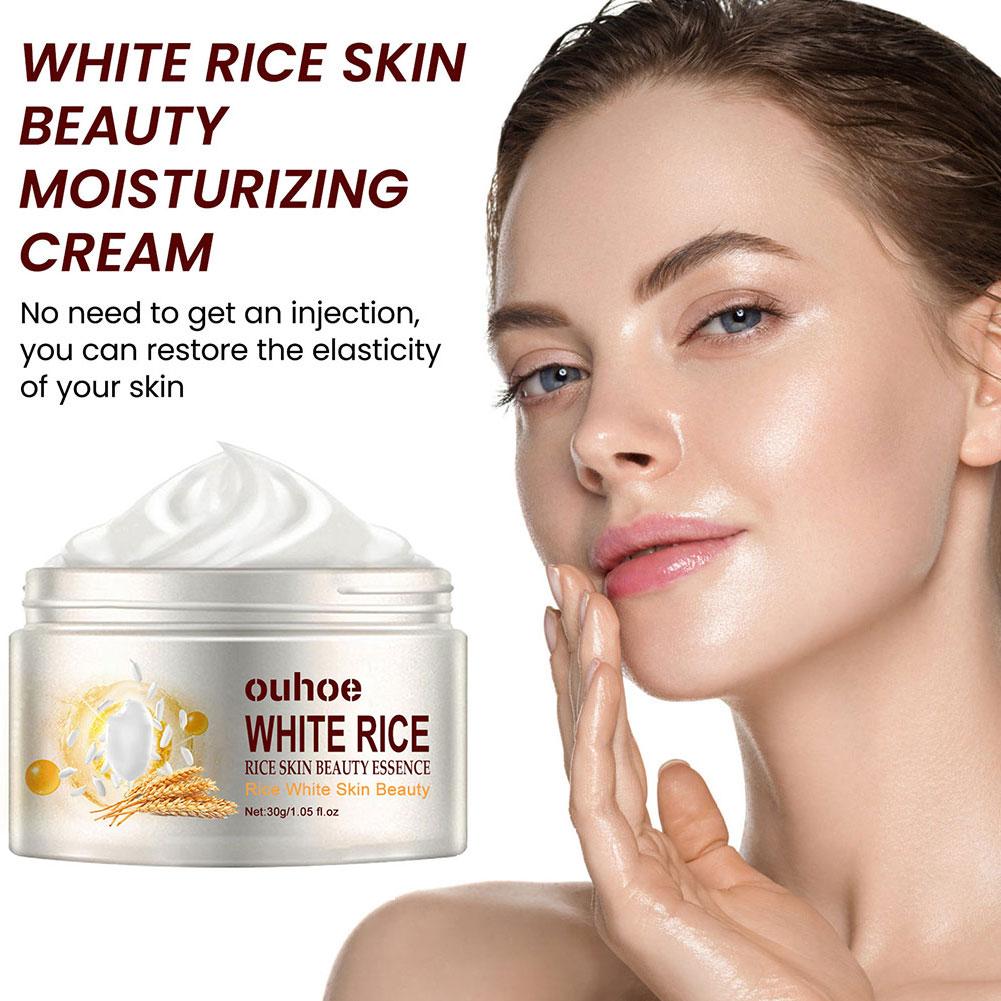 Rice Cream for Face White Rice Essence Brightening Moisturizing Cream Lightweight Moisturizer Face Cream Smooth Lines