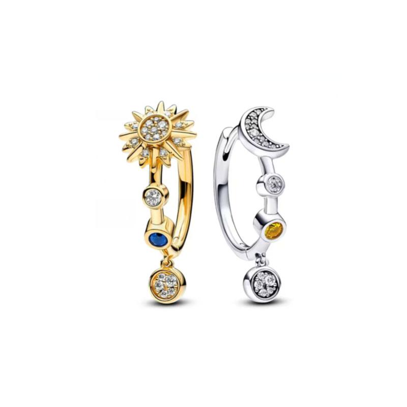 

Модні сережки-підвіски з срібла 925 проби у європейському стилі з цирконієм у формі серця та круглої квітки, оригінальні DIY жіночі ювелірні прикраси, амулет