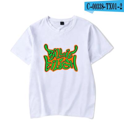 Billie Eilish T-shirt American Singer T-shirt High Quality Cartoon Printing Tshirt White Black Blue