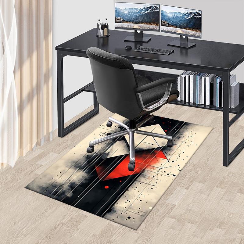 

1pc Anime Cartoon Design Office Chair Mat - Red and White Geometric Pattern, Non-Slip Carpet for Home Decor, Suitable for All Seasons.A094 60cm by 90cm