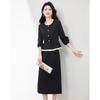 Elegant Long Sleeve Top & Midi Skirt Set