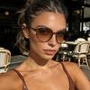 1PCS Elegant High-End Leopard Print round Frame Sunglasses for Unadorned Photography Streetwear Beach Sun Protection