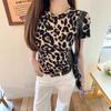 Spice girl style leopard print short-sleeved T-shirt women's summer new slim-fitting and thin inner bottoming shirt design niche top