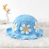 Women Plush Hat Bowler Hat Knitted Hat Breathable Handmade Crochet Vibrant Floral Pattern Cute Hollow Ruffles Colorful 56-58cm