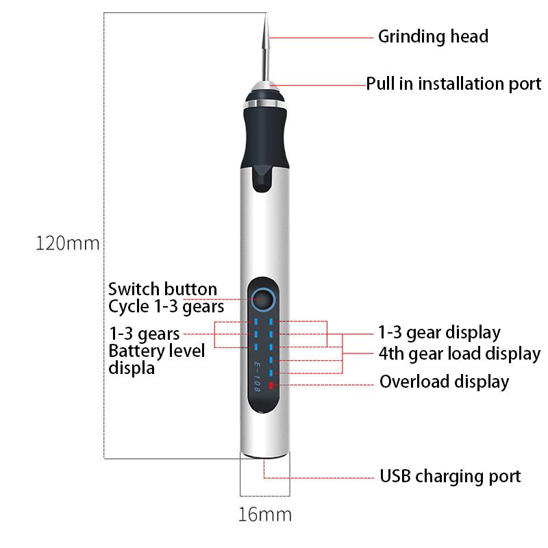 Electric Engraving Pen Rechargeable Engraver Drill Machine For Jewelry Glass Woodworking Mini Grinder Cordless Rotary Tool
