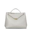 Borsa a tracolla messenger a tracolla portatile in corda intrecciata in pelle da 45 cm con chiusura a nodo a otto, borsa a tracolla da donna alla moda transfrontaliera