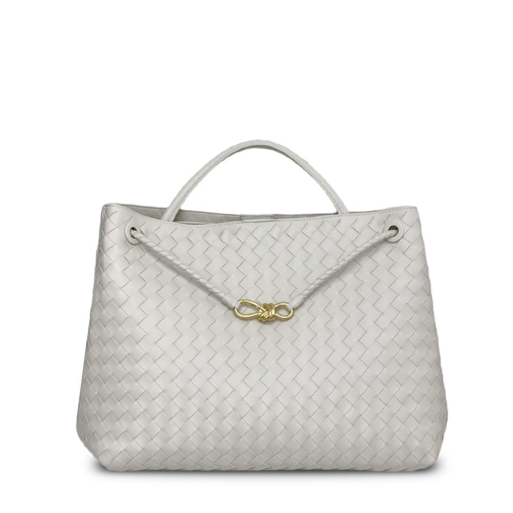 Borsa a tracolla messenger a tracolla portatile in corda intrecciata in pelle da 45 cm con chiusura a nodo a otto, borsa a tracolla da donna alla moda transfrontaliera