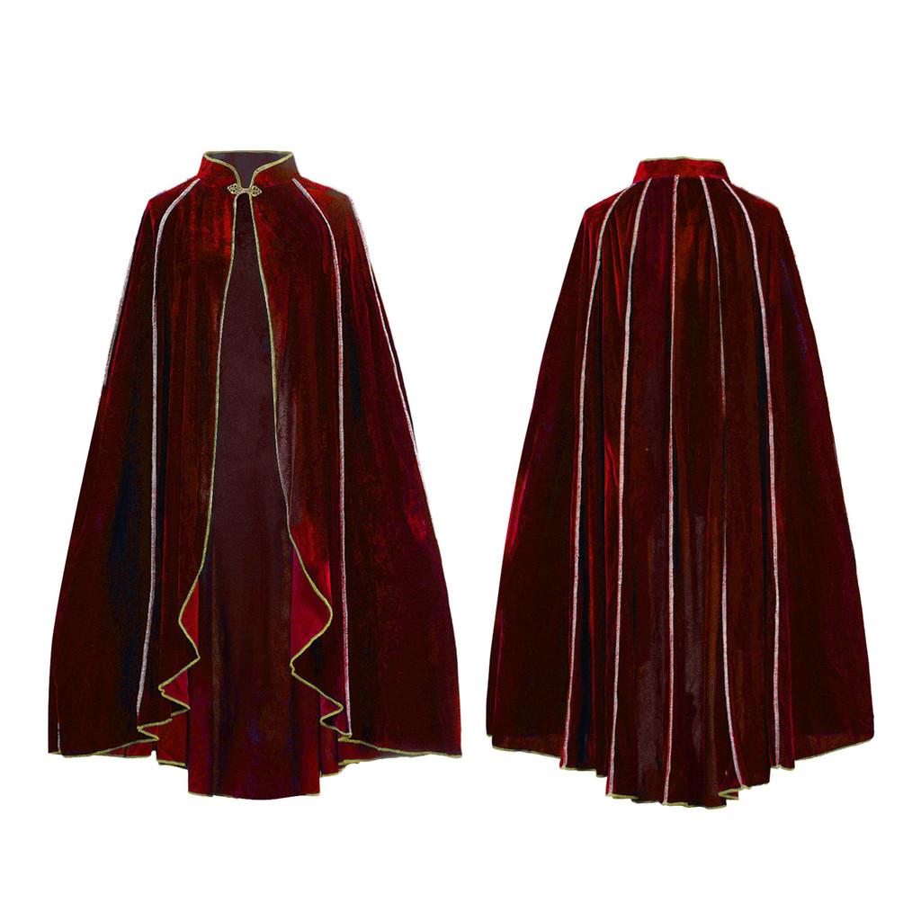 Medieval Plush Cloak With Gold Trim For Cosplay And Anime Role Playing