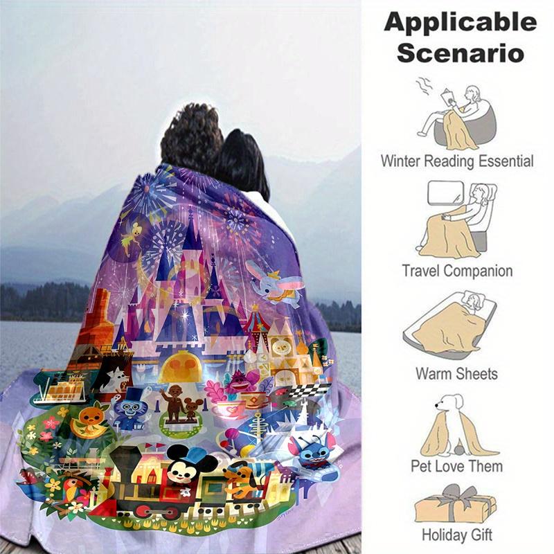 1pc, Mickey and Friends (1) Home Decor Flannel Blanket Perfect Gift for Bedroom, Living Room, Travel, Camping, Car