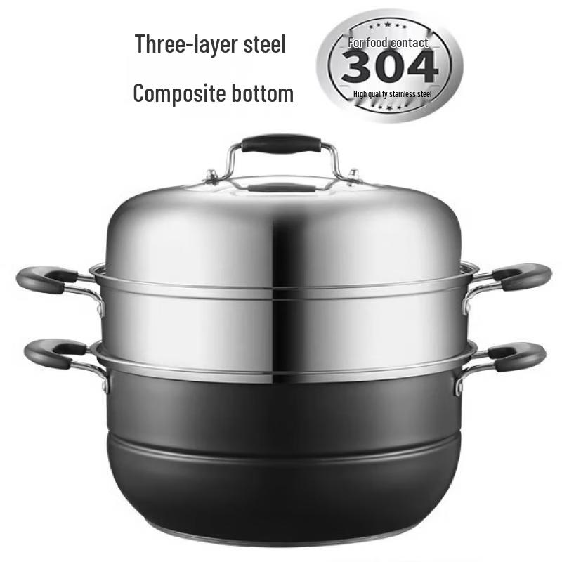 Пароварка ZISIZ 30 см, 3-ярусная, из нержавеющей стали 304
