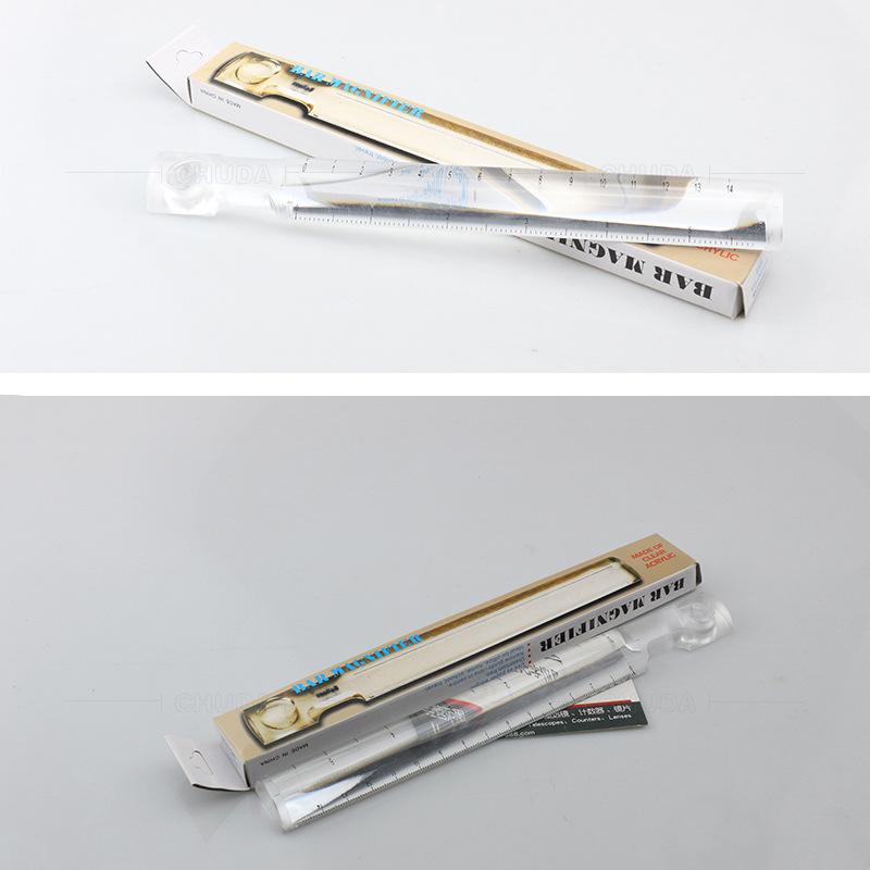 2X Portable Handheld Ruler with Scale for Measure Hand-Painted Model Multi-Functional Acrylic Magnifying Glass Reading Magnifier