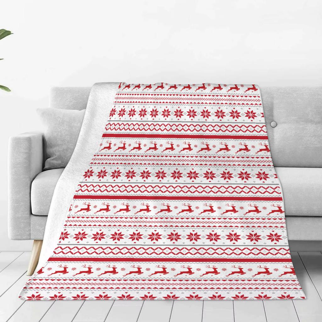 1pc Christmas Blanket Deer Snowflake 3D Print Smooth Flannel Blanket for Home Living Room Bedroom Decor New Year Christmas Gift
