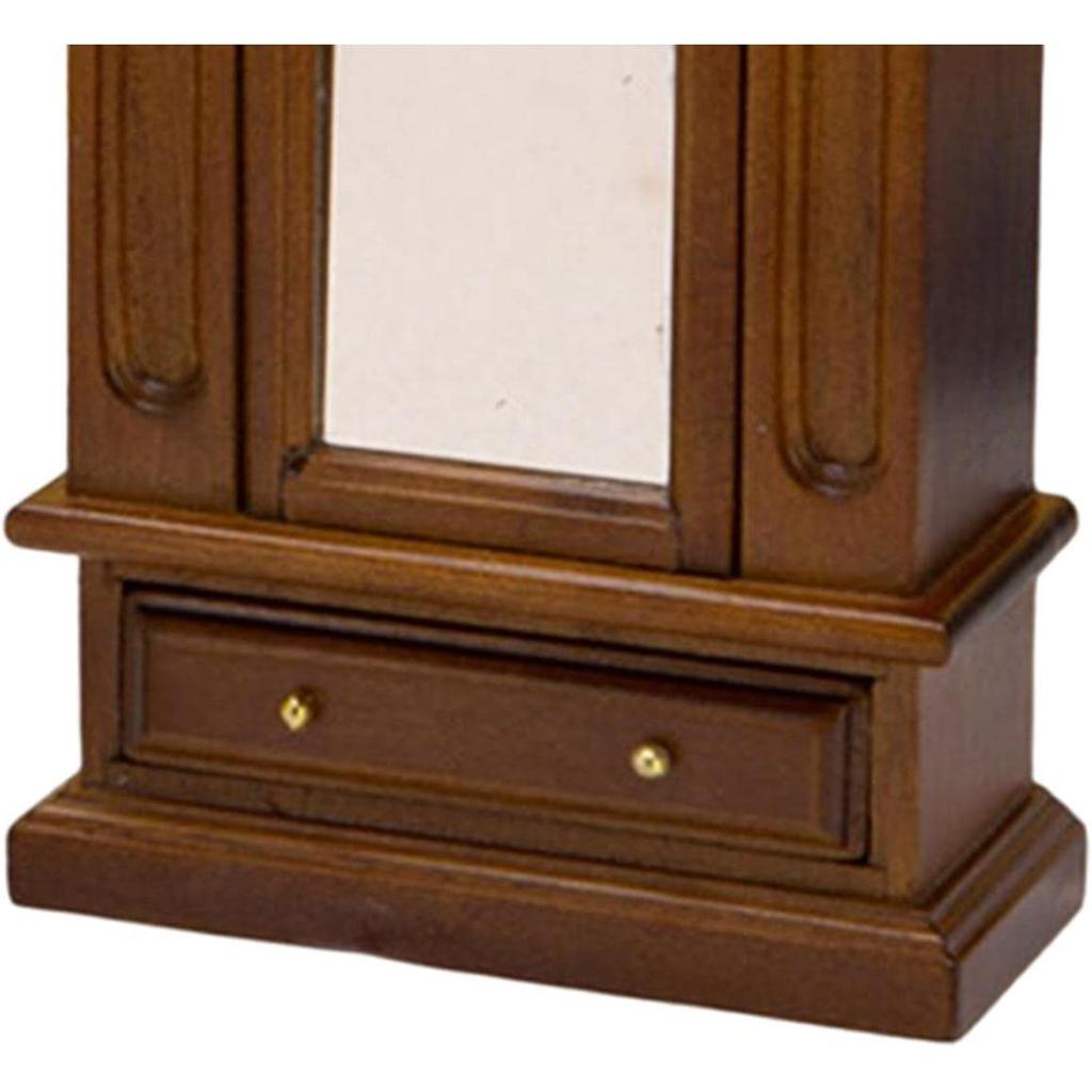 1/12 Skala Szafa do przechowywania w domku dla lalek Miniatura Drewniana rama Model Rozmiar 9,5x4,3x16,8 cm Akcesoria do domku dla lalek Delikatny brąz