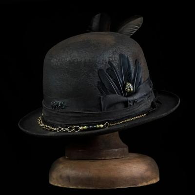 Modă Europeană Și Americană Versatil Pălărie Top Din Lână Fundă Pânză Grosgrain Pălărie Bowler