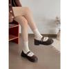 Retro thickened warm thick-soled fluffy shoes women's winter heightening and velvet Mary Jane small leather shoes