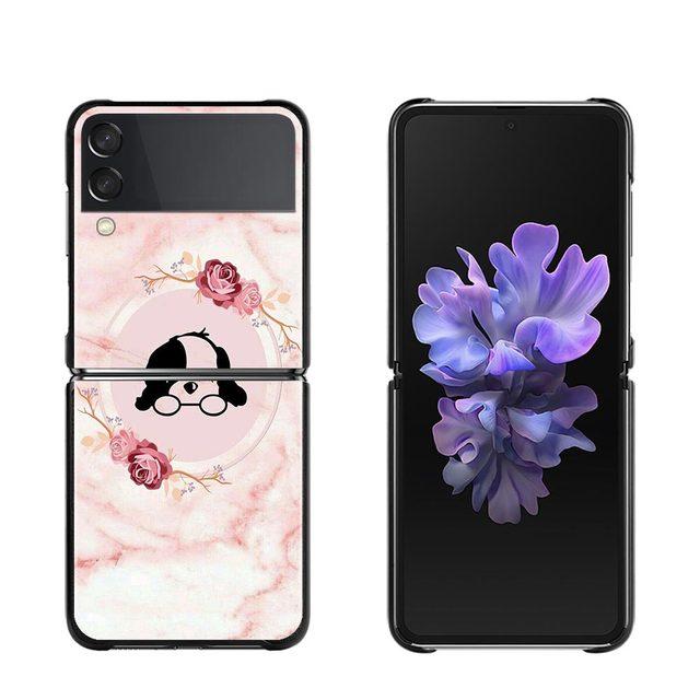

Чехол для телефона с розовым мраморным цветком для Samsung Galaxy Z Flip3 5g, чехол для Samsung Z Flip Capa Black Shell Hard Fundas Samsung Z Flip3 5G