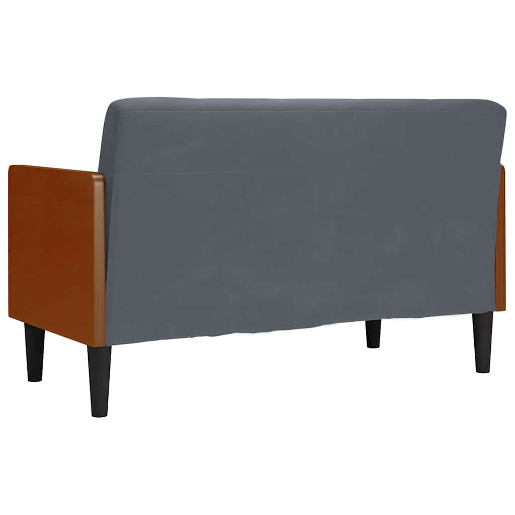 Two Seater Sofa with Neck Rolls Dark Gray 110 cm Velvet