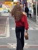 Women's Korean-Style Off-Shoulder Red Knit Sweater, Loose Fit, Autumn & Winter Wear