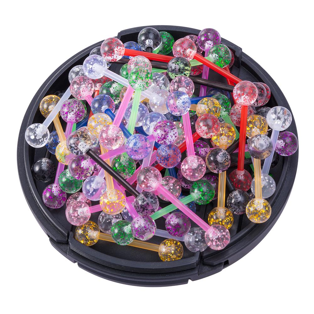 Mixfarbe Acryl Kugel Zungenringe Brustwarzenring Halter 14G Flexibler Zungenpiercingstab Bioflex Brustwarzenstäbchen 16mm