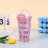 Water bottle summer simple creative digital plastic cup double vacuum cute student straw cup portable gift crushed ice cup