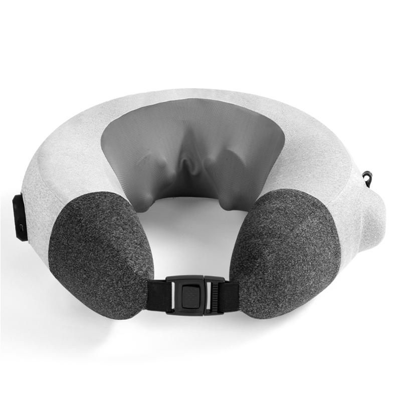 Portable Electric Shiatsu Heating Massager Pillow Infrared Cervical Shoulder Back for Travel Inflatable Massage Cushion Polyester серый