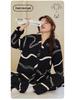 Women's Retro Print Cotton Pajama Set - V-Neck Cardigan, Loose Fit, Comfy Korean Style, Spring/Autumn.