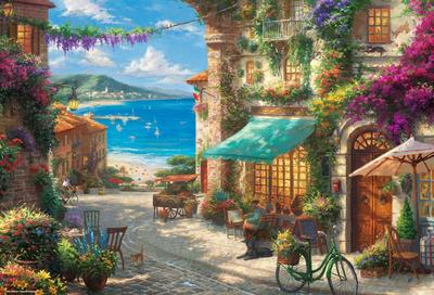 In 1000 Piece Jigsaw Puzzle Sicilian Flower Blooming Cafe X [Made Japan] (49 72cm)
