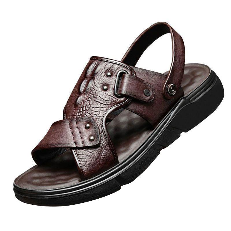 Big Size Men Leather Sandals Summer Classic Men Shoes Slippers Soft Sandals Men Roman Comfortable Outdoor Walking Footwear