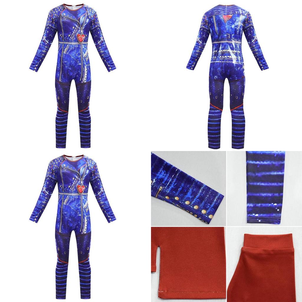 Fun And Vibrant Descendants 3 Evie Jumpsuit For Kids With Elegant Long Sleeve And Perfect For Themed Parties
