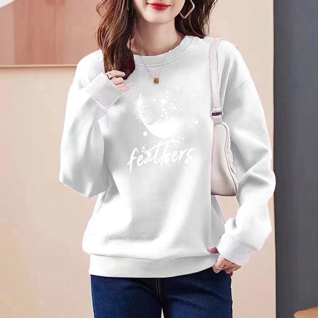 Warm Round Neck Sweatshirt for Women's Outer Wear Ins Trendy Autumn Winter New Loose Student Versatile Bottoming Top