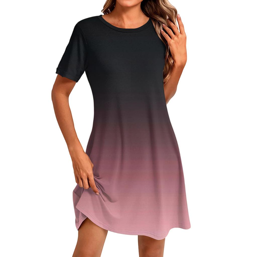 Women's Fashion Casual Print Round Neck Short Sleeve Short Dress