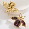 New Vintage Retro Bee Rhinestone Earrings Women Crystal Insect Champagne Color Corsage Party Dress Charm Jewelry Gift Wholesales