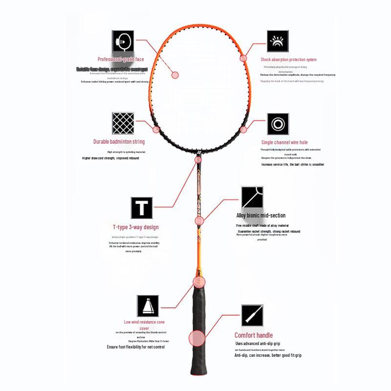 Qing Meng Langlebiges Badmintonschläger-Paar-Set
