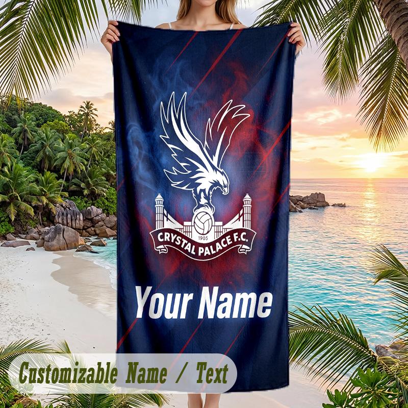 Beach Towel Crystal Palace Print Custom Name Text Soft Towel for Swimming Pool