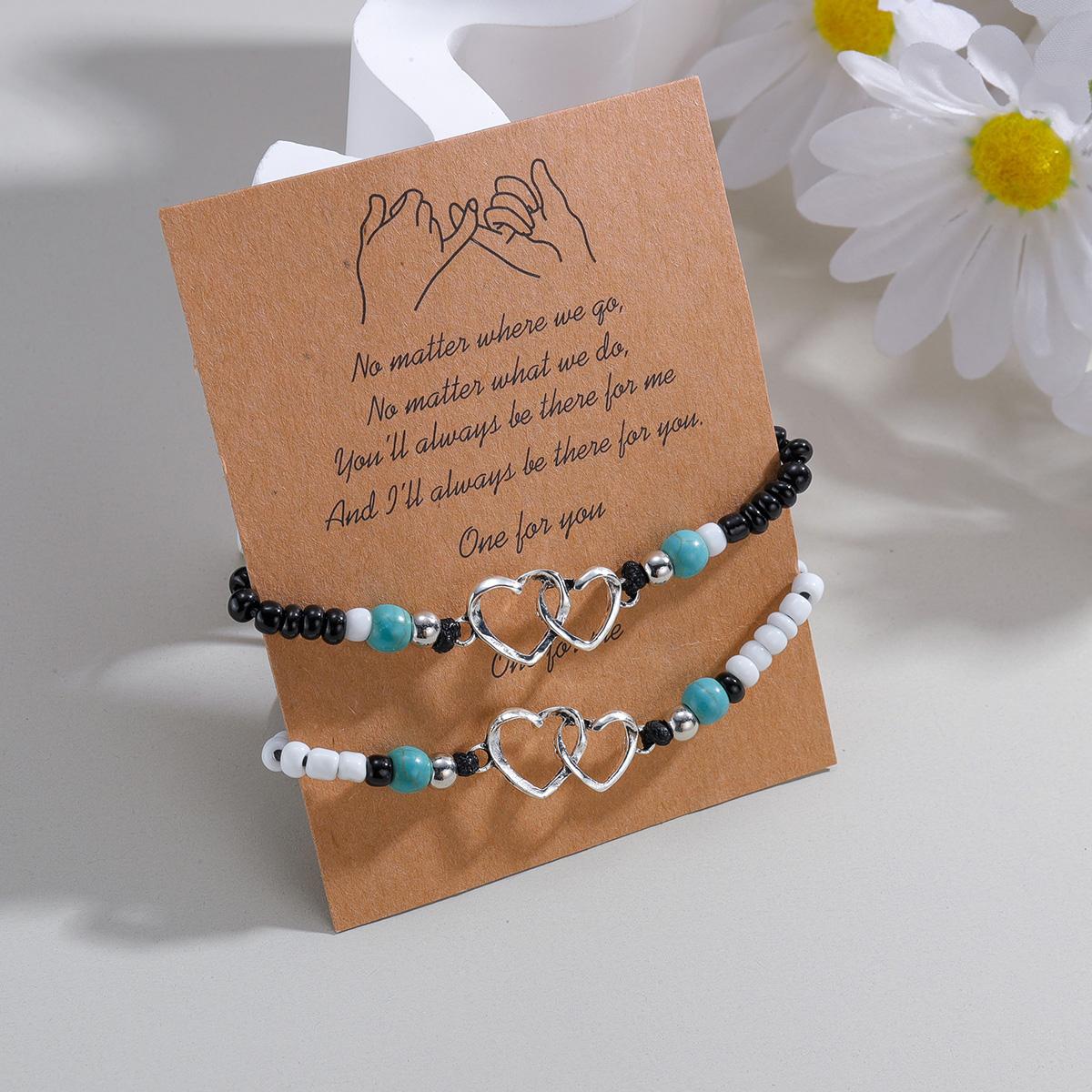 

Graduation season couple s love woven beaded card friendship bracelet