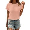 Elegant Solid Color Striped Casual Round Neck Short-sleeved T-shirt Top