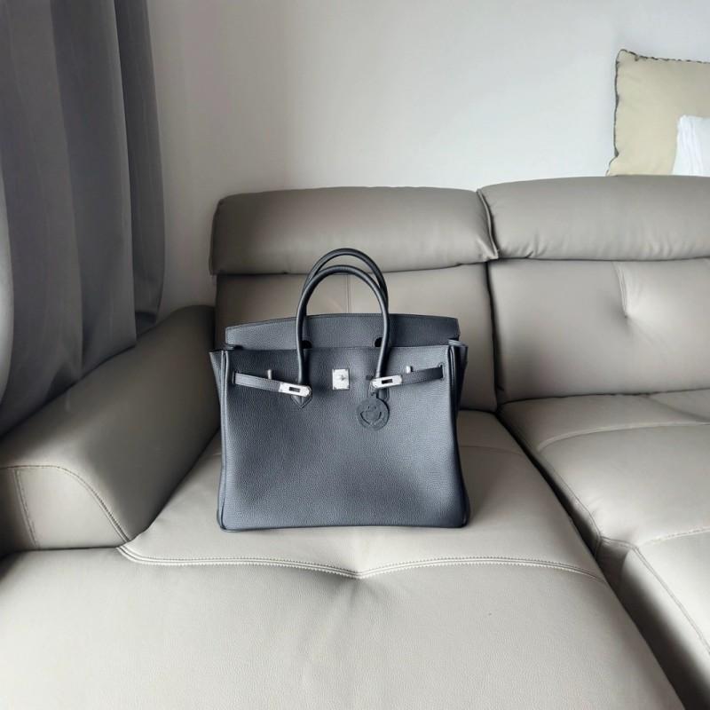 Eerste laag Togo Koeienhuid Grote Capaciteit Zwart Zilver 40 Platina Tas Echt Leer Lychee Patroon Kelly Dames Uitgaan Slot Handvat