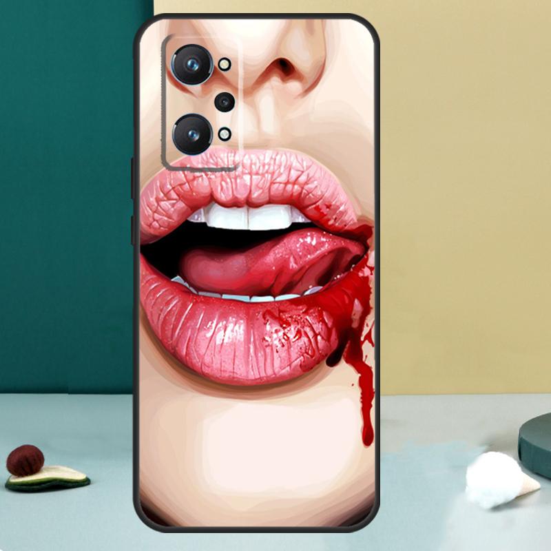 Sexy Vampire Lips For Realme GT 6T 5 6 GT 7 Pro C67 C75 C61 C55 C53 C51 C21Y C25S 10 11 12 13 14 Pro Plus Case
