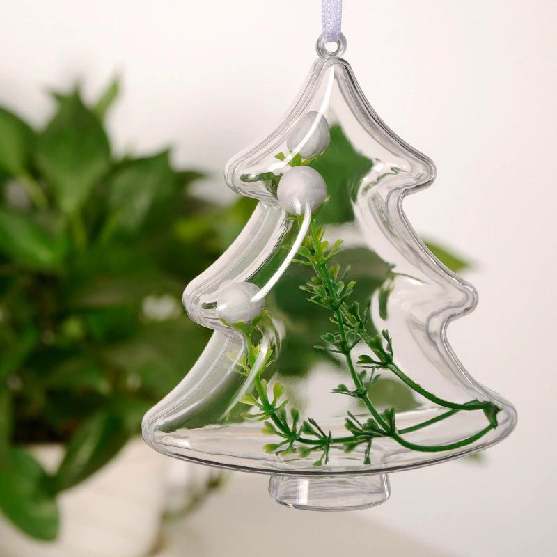 WTEMPO 10PCS Transparent Plastic Christmas Tree Shaped Decorative Boxes Christmas Decorations DIY Christmas Gifts Home Ornaments and Pendants