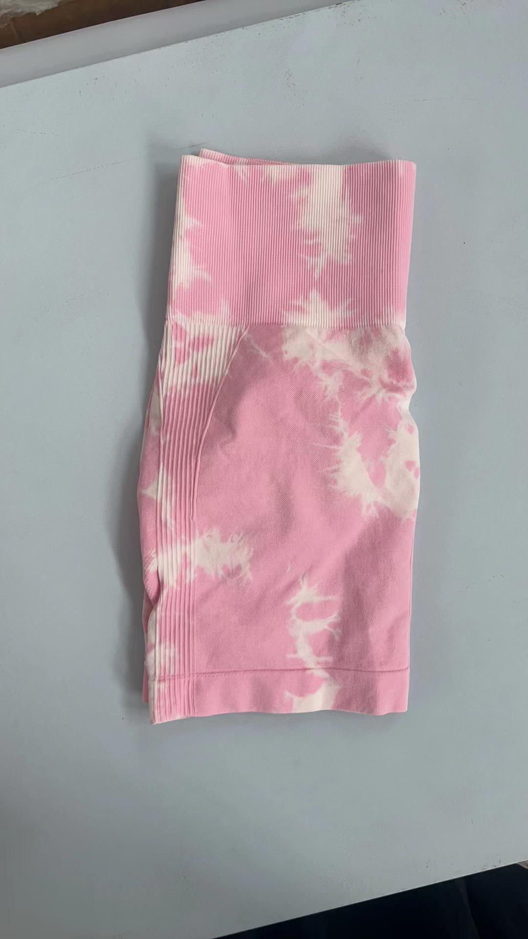 European & American High-Waisted Tie-Dye Peach Butt Yoga Shorts Extra Large розовый