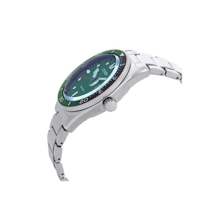 Citizen Light Powered Quartz Movement Stainless Steel Strap Watch Men's Watches Green Dial AW176880X