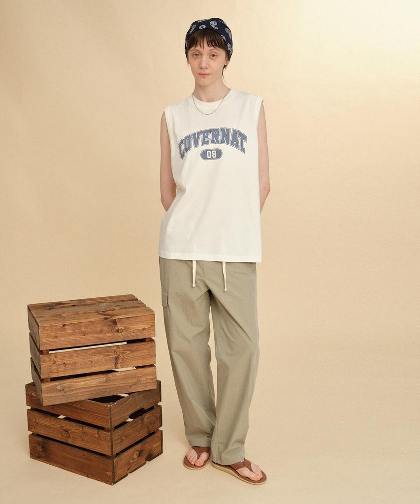 COVERNAT Semi-Wide String Cargo Easy Pants Light Khaki