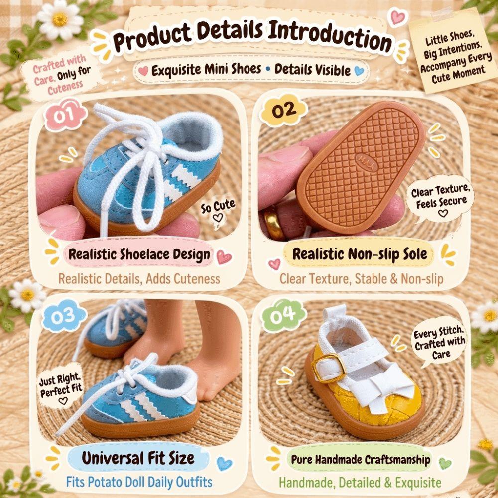 1Pair Cute Style Mini Doll Sneakers Lace Up Doll Footwear New Doll Shoes  For Potato Mia Doll