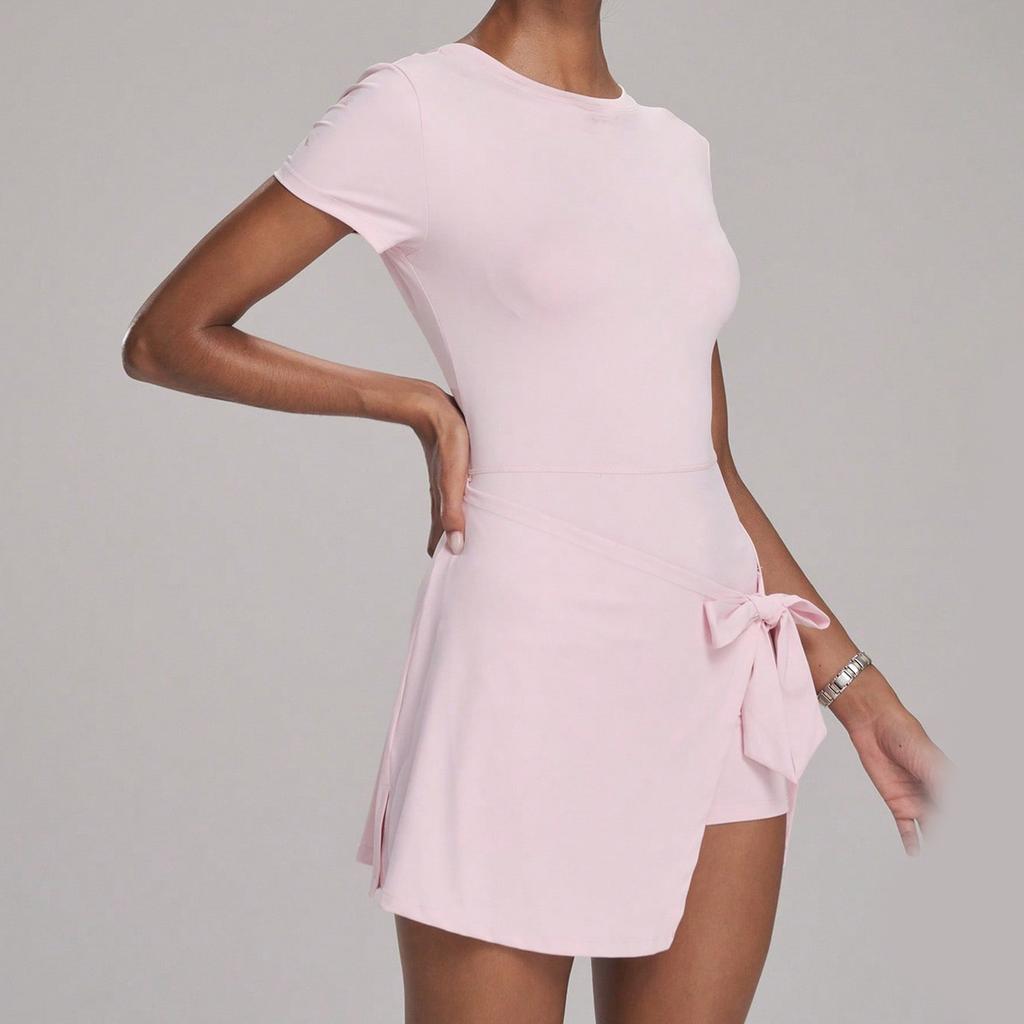 Yoga One-Piece Short Skirt Tight Back Fake Two-Piece Outdoor Fitness Anti-Light Sports Tennis Skirt Women