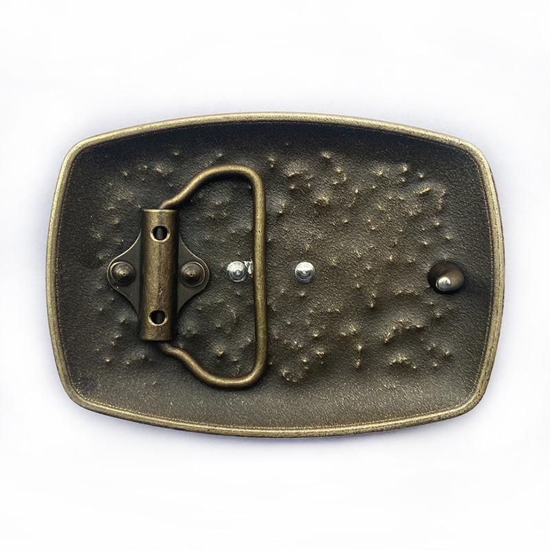 Lycoris Retro Western Cowboy Bull Head Leather Belt Buckle, 4.0cm, Smooth Square Design.