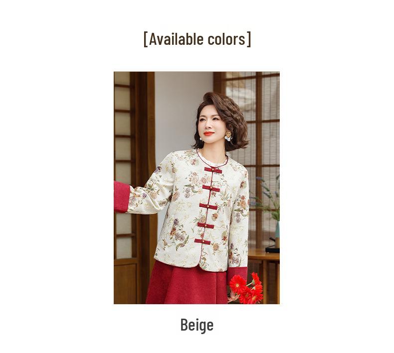Elegant Embroidered Tang Suit for Moms: Chinese Style Spring & Autumn Outerwear 2026