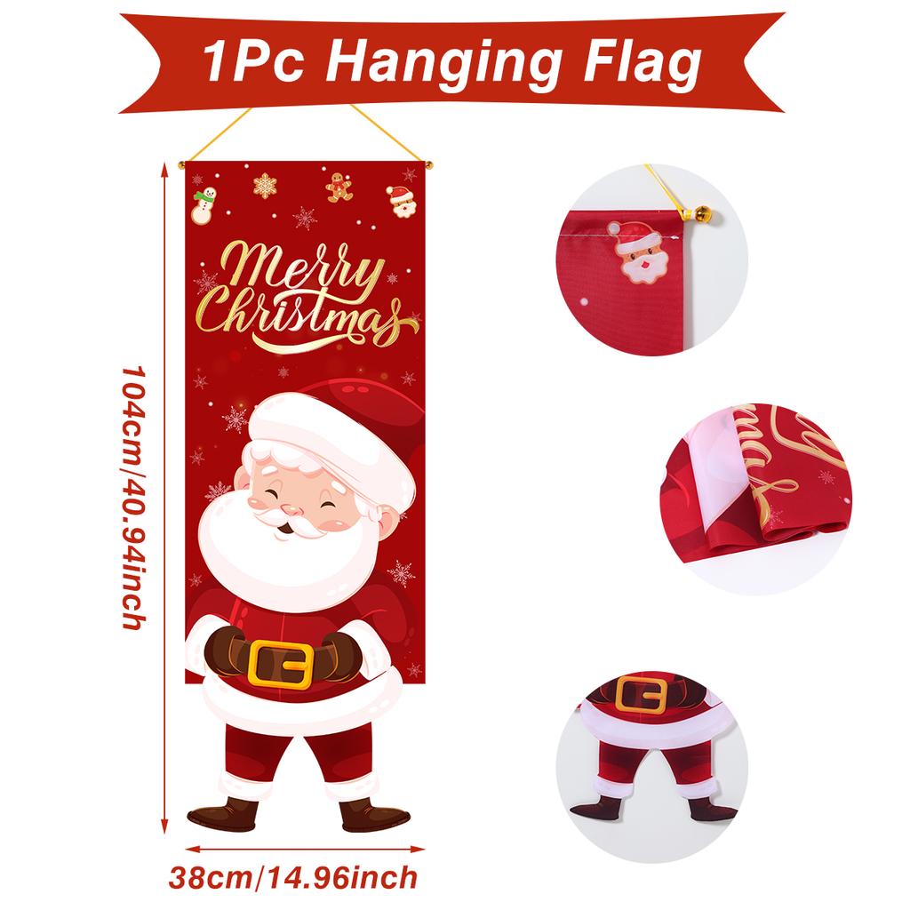 Christmas Santa Claus Hanging Flag Navidad Natal Noel Tree Door Banner Christmas Decorations For Home 2025 Happy New Year 2026